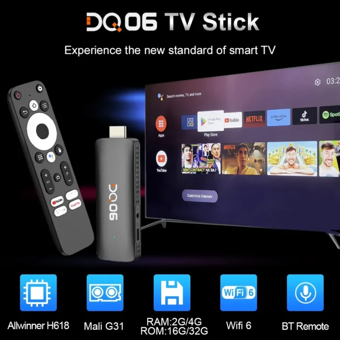⁦جهاز DQ06 Android TV Stick المتميز⁩ - الصورة ⁦2⁩
